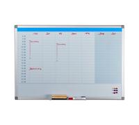 relaxdays Whiteboard Planner, Giornaliera, Lavagna Magnetica, Cancellabile, Bacheca, Portapennarelli, 60 x 90 cm, Bianca, Ferro, 1 pz