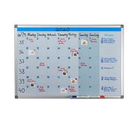 relaxdays Whiteboard Planner, Settimanale, Lavagna Magnetica, Cancellabile, Bacheca, Portapennarelli, 60 x 90 cm, Bianca, Ferro, 60 x 90 x 5 cm