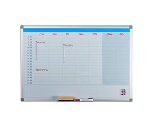Relaxdays Whiteboard Planner, Giornaliera, Lavagna Magnetica, Cancellabile, Bacheca, Portapennarelli, 60 x 90 cm, Bianca