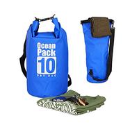 Relaxdays Unisex-Adulto, Zaino Impermeabile Ocean Pack 10 L Borsa stagna Dry Bag Sacca Ultraleggera per kajak Vela Sci Blu, 56 cm