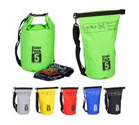 Relaxdays Zaino impermeabile Ocean Pack 5L borsa stagna ultraleggera sacca dry bag da kajak vela sci snowboard verde