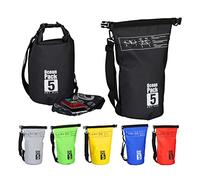 Relaxdays Zaino impermeabile Ocean Pack 5L borsa stagna ultraleggera sacca dry bag da kajak vela sci snowboard nero