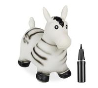 Relaxdays Zebra Gonfiabile per Bambini, Animale Saltellante, Fino a 50 kg, Senza BPA, 3 Anni, Pompa Manuale, Nero Bianco, 47 x 26 x 54 cm