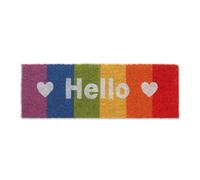 Relaxdays Zerbino in Fibra di Cocco, Tappetino Ingresso, Scritta Hello, Arcobaleno, in & Outdoor, 75x25cm, Multicolore