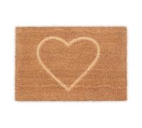 Relaxdays Zerbino con Cuore, Fibra di Cocco, Tappeto Ingresso Interni ed Esterni, 40x60 cm, Antiscivolo, Naturale
