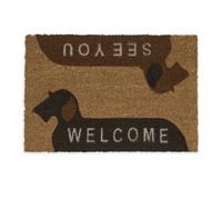 Relaxdays Zerbino con Cani, Fibra di Cocco, Frase Welcome/See You, Interni ed Esterni, 40x60 cm, Antiscivolo, Naturale, 1 pz