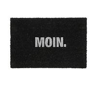 Relaxdays Zerbino da Ingresso in Cocco, Scritta Tedesca Moin, 40 x 60 cm, Interni e Esterni, Antiscivolo, Nero Bianco