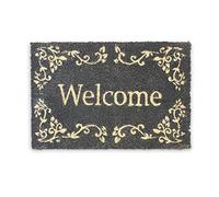 Relaxdays Zerbino da Ingresso in Fibra di Cocco, 40 x 60 cm, Tappetinio Entrata con Scritta Welcome, Antiscivolo, Nero, PVC, 50 x 65 cm