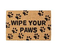 Relaxdays Zerbino, Fibra di Cocco, Frase Wipe Your Paws, Zona Interna ed Esterna, LP40x60 cm, Antiscivolo, Naturale/Nero, 60 x 40 cm
