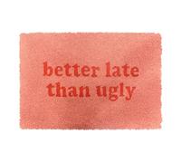 Relaxdays Zerbino in Cocco 60x40 cm, Meglio Tardi, Antiscivolo, Resistente alle intemperie, Rosa