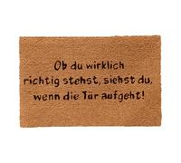 Relaxdays Zerbino in Cocco, con Scritta, 60 x 40 cm, zerbino Antiscivolo per Interni ed Esterni, Naturale/Nero