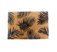 Relaxdays Zerbino in Cocco, Foglie Tropicali, 60x40 cm, Antiscivolo, Resistente, Tappetino per Esterni, Naturale
