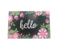 Relaxdays Zerbino in Cocco, Hello, 60x40 cm, Antiscivolo, Resistente, per Interni ed Esterni, Multicolore