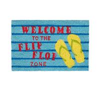 Relaxdays Zerbino in Cocco per Ingresso, 40X60, Modello Flip Flop Zone, Base Inferiore in PVC, Blu