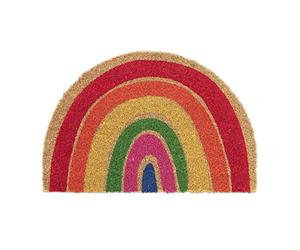 Relaxdays Zerbino in Cocco, Semi Cerchio 40x60 cm, Design Arcobaleno, Interni e Esterni, Tappetino Antiscivolo, Colorato