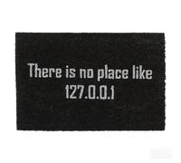 relaxdays Zerbino in Fibra di Cocco, Scritta There is no Place like 127.0.0.1" Tappetino Antiscivolo, 60x40 cm, Nero