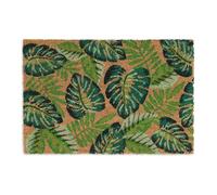 Zerbino Fibra Cocco Interni Esterni Antiscivolo 40x60cm Tappeto Foglie Verdi