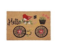 Relaxdays Zerbino in Fibra di Cocco, 60 x 40 cm, Hello Bike, Tappetino per Interni e Esterni, Antiscivolo, Colorato