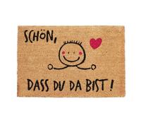 Relaxdays Zerbino Ingresso Casa, 40x60 cm, Tappeto Scritta SCHOEN Antiscivolo Fibra di Cocco, Indoor Outdoor, Marrone