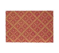Relaxdays Zerbino in Fibra di Cocco, 60x40 cm Floreale, Tappetino Antiscivolo Ingresso, Esterno e Interno, Rosso Marrone