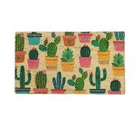 Relaxdays Zerbino in Fibra di Cocco, 75x42 cm, Design Cactus, Tappetino da Interni ed Esterni, Antiscivolo, Multicolore