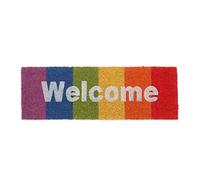 Relaxdays Zerbino in Fibra di Cocco, Tappetino Ingresso, Scritta Welcome, Arcobaleno, in & Outdoor, 75x25cm, Multicolore