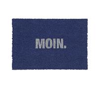 Relaxdays Zerbino in Fibre di Cocco, 60 x 40 cm, Tappetino Antiscivolo Scritta Decorativa, Interni e Esterni, Blu Bianco, 1 pz