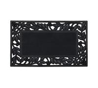 Relaxdays Zerbino in Gomma, Antiscivolo e Resistente alle Intemperie, Disegni di Foglie, Tappetino, LxP: 75x45 cm, Nero