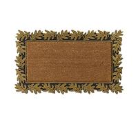 Relaxdays Zerbino in Gomma e Cocco, Esterni e Interni, 45x75 cm, Antiscivolo, Design a Foglie, da Ingresso, Oro