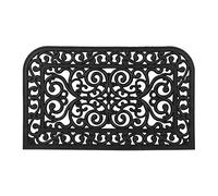 Relaxdays Zerbino in Gomma, Effetto Ghisa, 75x45 cm, Antiscivolo, Impermeabile, Tappetino Entrata, Indoor&Outdoor, Nero