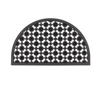 Relaxdays Zerbino Ingresso Casa, 75x45 cm, Tappetino Semicerchio Classico, in Gomma Antiscivolo, Indoor & Outdoor, Nero