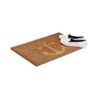 Relaxdays Zerbino Ingresso Casa, 40x60 cm, Tappeto “Ancora” Antiscivolo in Fibra di Cocco, Indoor & Outdoor, Naturale