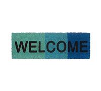 Relaxdays Zerbino Ingresso Casa, 75x25 cm, Tappetino Scritta “Welcome”, Tappeto Antiscivolo, Interni & Esterni, Blu
