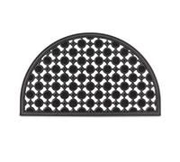 Relaxdays Zerbino Ingresso Casa, 75x45 cm, Tappetino Semicerchio Classico, in Gomma Antiscivolo, Indoor & Outdoor, Nero