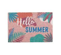Relaxdays Zerbino Ingresso Casa “Hello Summer”, Tappetino 60x40 cm in Fibra di Cocco, Tappeto Interni & Esterni,Colorato