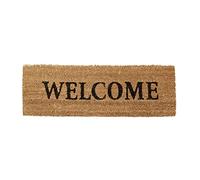 Relaxdays Zerbino Ingresso Casa, in Cocco, Welcome, Base in PVC, HLP: 1,5 x 75 x 25 cm, Stretto, Benvenuto, Naturale, 75 x 25 cm