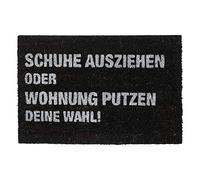 relaxdays Zerbino, Scritta “Togliti Le Scarpe o Pulisci Casa-a Te la Scelta”, Tappeto Interni e Esterni, 60x40, Nero