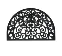 Relaxdays Tappeto di Gomma Semicircolare, 40x60 cm, Antiscivolo, Zerbino Ingresso, Portone, Outdoor, Ornamentale, Nero, 60 x 40 cm