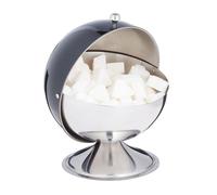 Relaxdays Zuccheriera, con Coperchio Ribaltabile, Acciaio Lucente, per Zucchero, Biscotti & Caramelle, Contenitore, Nero, Inox, 1 pz