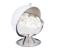 Relaxdays Zuccheriera, con Coperchio Ribaltabile, Acciaio Lucente, Porta Zucchero & Caramelle, Contenitore, Home, Bianco