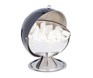 Relaxdays Zuccheriera, con Coperchio Ribaltabile, Acciaio Lucente, per Zucchero, Biscotti & Caramelle, Contenitore, Nero