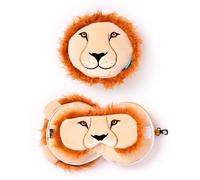 Relaxeazzz Cuscino da viaggio rotondo in peluche e maschera per gli occhi leone, unisex, taglia unica, Unisex, Taille Unique