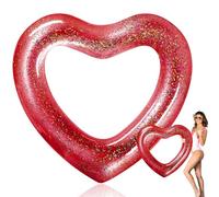 Relaxgiant Galleggiante per piscina a forma di cuore, 110 x 90 cm, gonfiabile, a forma di cuore, per addio al nubilato, piscina, con glitter, per l'estate, per feste in spiaggia, giocattoli per adulti