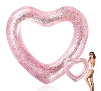 Relaxgiant Galleggiante per piscina a forma di cuore, 110 x 90 cm, gonfiabile, a forma di cuore, per addio al nubilato, piscina, con glitter, per l'estate, per feste in spiaggia, giocattoli per adulti
