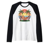 Relaxing Capybara, Sunset, Palm Tree, Summer capy Vacation Maglia con Maniche Raglan