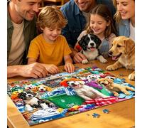 Relaxing Dog Puzzle Set 1000 pezzi Animal Jigsaw Game, Letter Back Sorting Puzzle Kit, Stress Relief Brain Training Activity, for Family Seniors Men Women Home Leisure Use