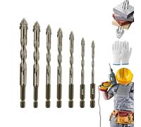 Relaxrich Drill Bits, Lifesparking Drill Bits, Upgraded High Magnetic Screwdriver Drill Bit Set, Multifunctional Wear-Resistant Masonry Four-Flute Sawtooth Eccentric Drill Bit (Set D)