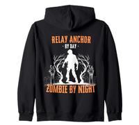 Relay Anchor by Day Zombie by Night Divertente Halloween Creepy Felpa con Cappuccio