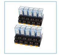 Relè 10 set MY4NJ DC12V Bobina 4NO 4NC Indicatore LED Verde di Potenza Guida DIN 14 Pin Base(AC 220)
