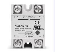 Relè a stato solido DC AC 10 A, 25 A, 40 A, tensione 12 V, 3 - 32 V DC fino a 220 V, 24 - 380 V AC, carico monofase, SSR per regolatore di temperatura, 1 pezzo (SSR-80DA)